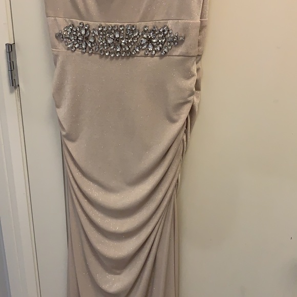 Champagne gown with silver thread sparkle - Picture 4 of 6